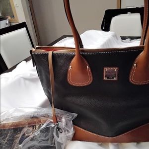 Dooney & Bourke Tulip Shopper Tote Navy & Brown